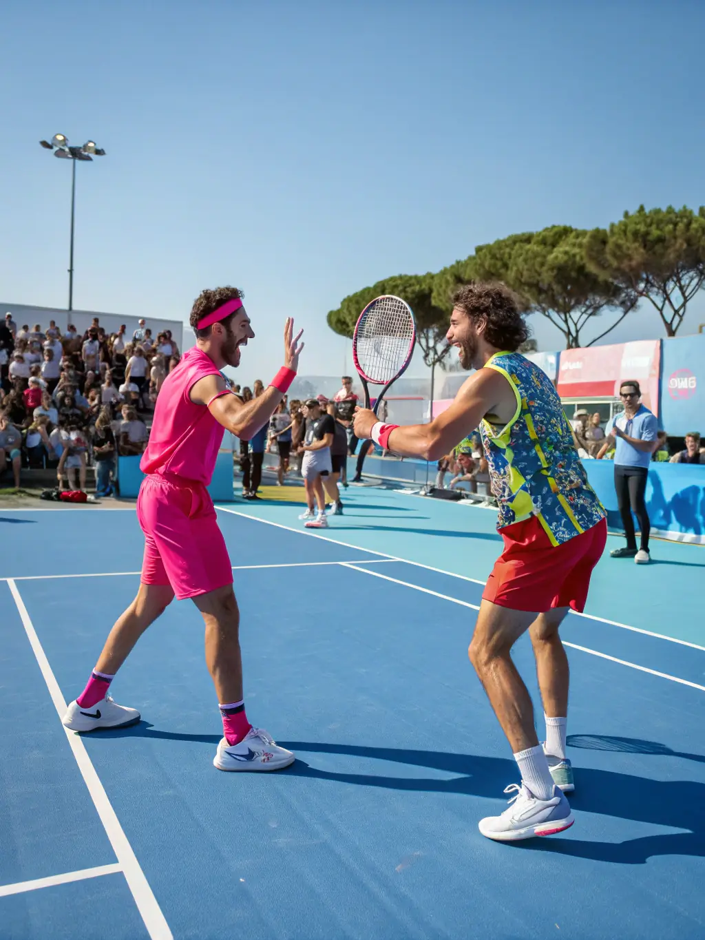 A lively image of a mixed group participating in a recreational tennis event at TCA, highlighting the fun and inclusive atmosphere of community play.